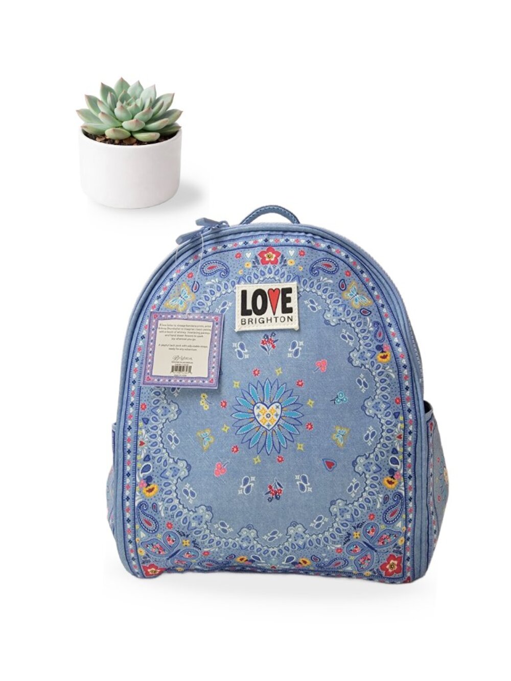NWT Brighton Bandana Love Backpack Blue Paisley Butterfly Canvas D30343 LOVE bag